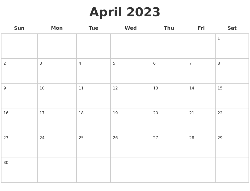 April 2023 Calendar Free Printable Calendar April 2023 Calendar Free Printable Calendar 