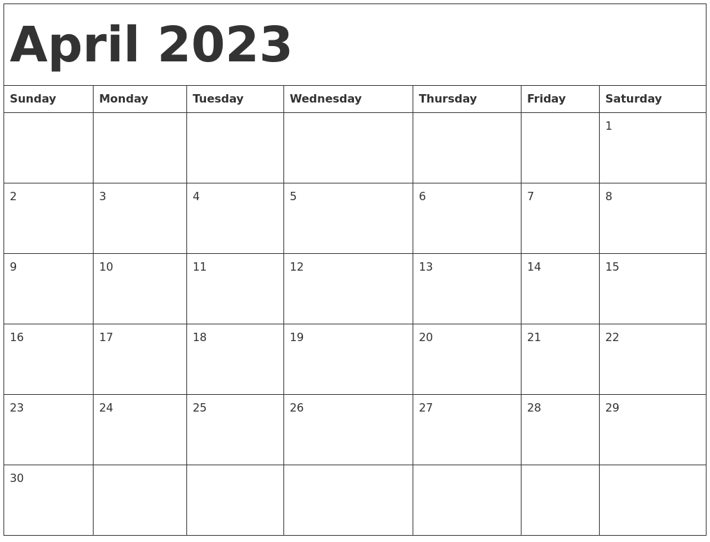 April 2023 Calendar Template Free Printable Word Searches