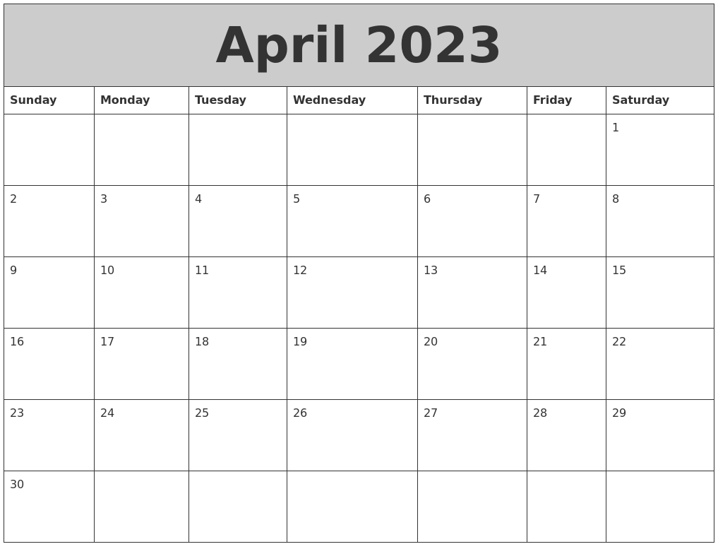 April 2023 My Calendar