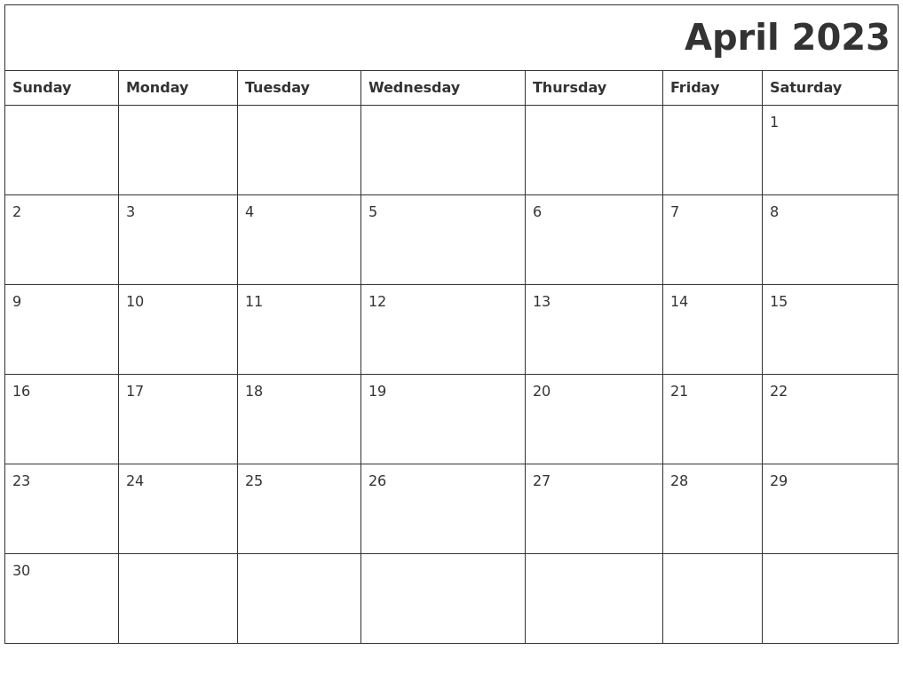 April 2023 Printable Calender