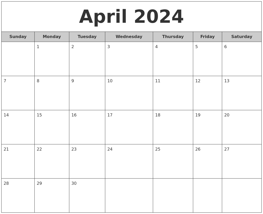 Free Printable April 2024 Calendar Pagemaker Elane Susanne