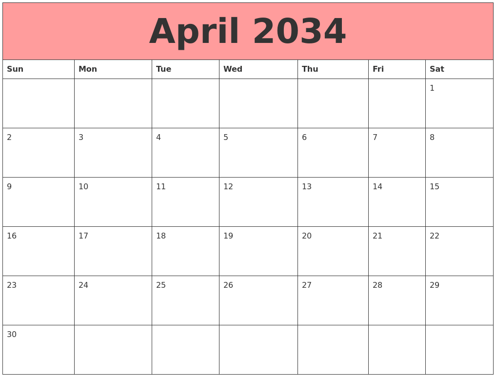 May 2034 Print Free Calendar