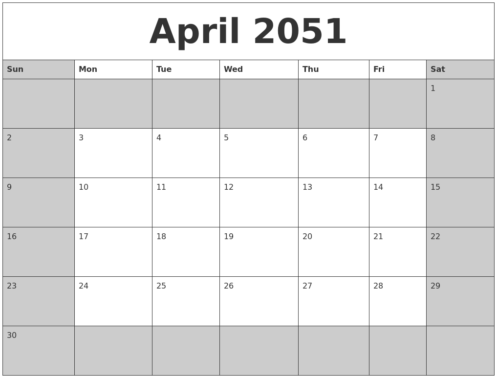 April 2051 Calanders