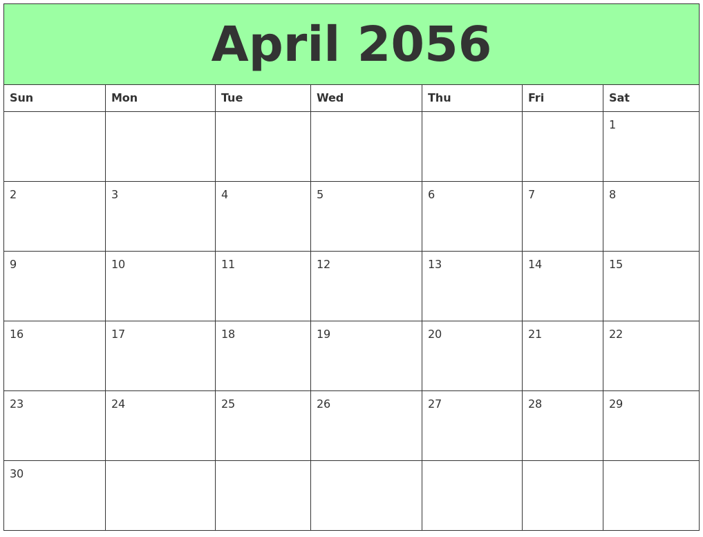 April 2056 Printable Calendars