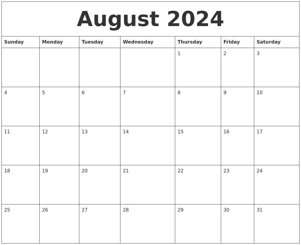 August 2024 Editable Calendar Template