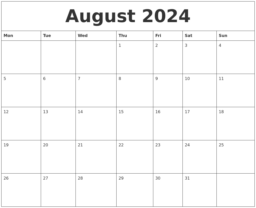 August 2024 Editable Calendar Template