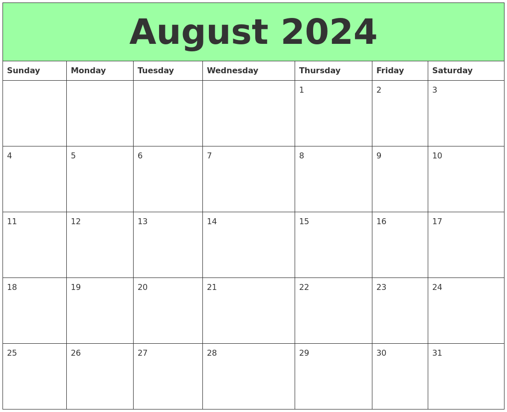 August 2024 Printable Calendars