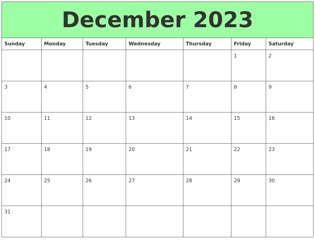 December 2023 Printable Calendars