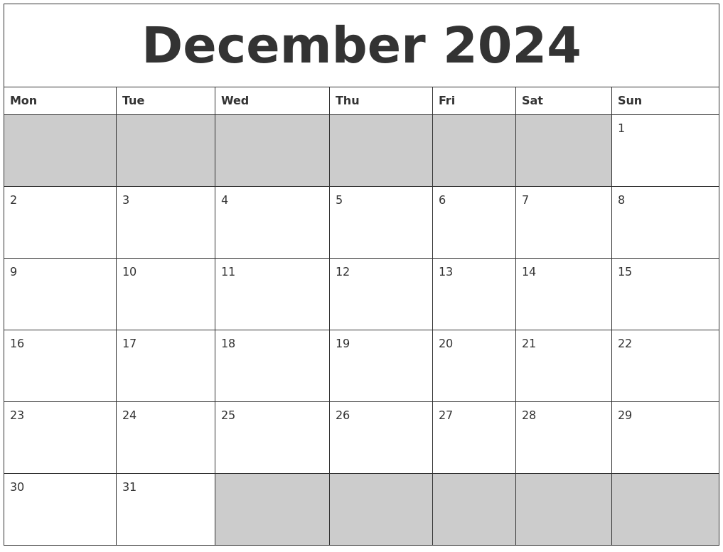 december 2024 monthly calendar printable december 2024 calendar