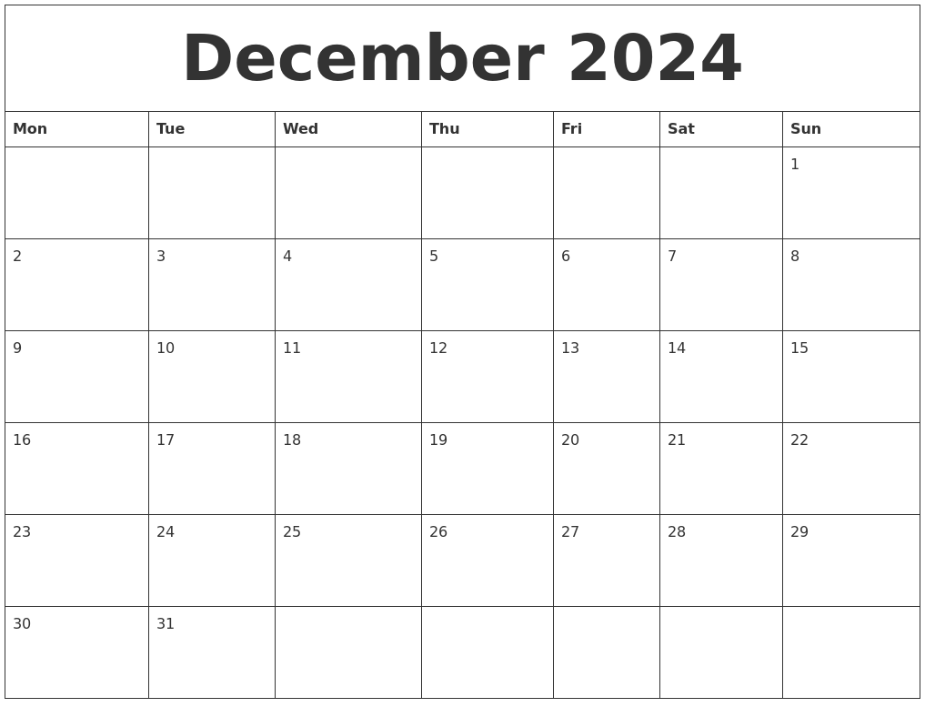 Blank Calendar Dec 2024 Jody Rosina