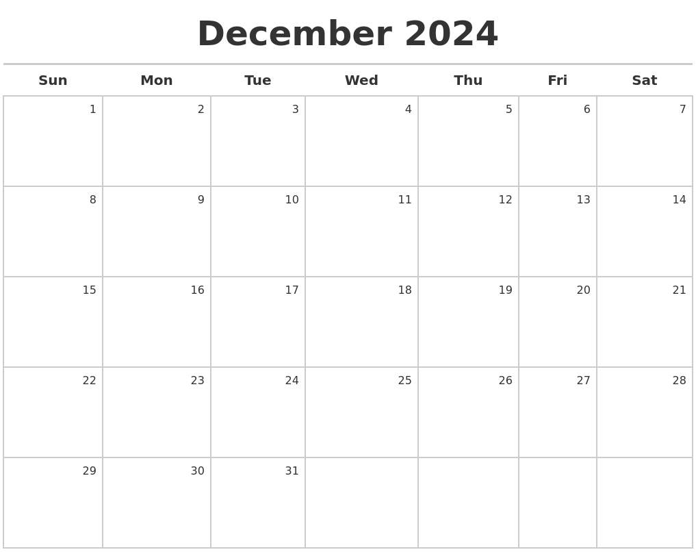 December 2024 Calendar Maker