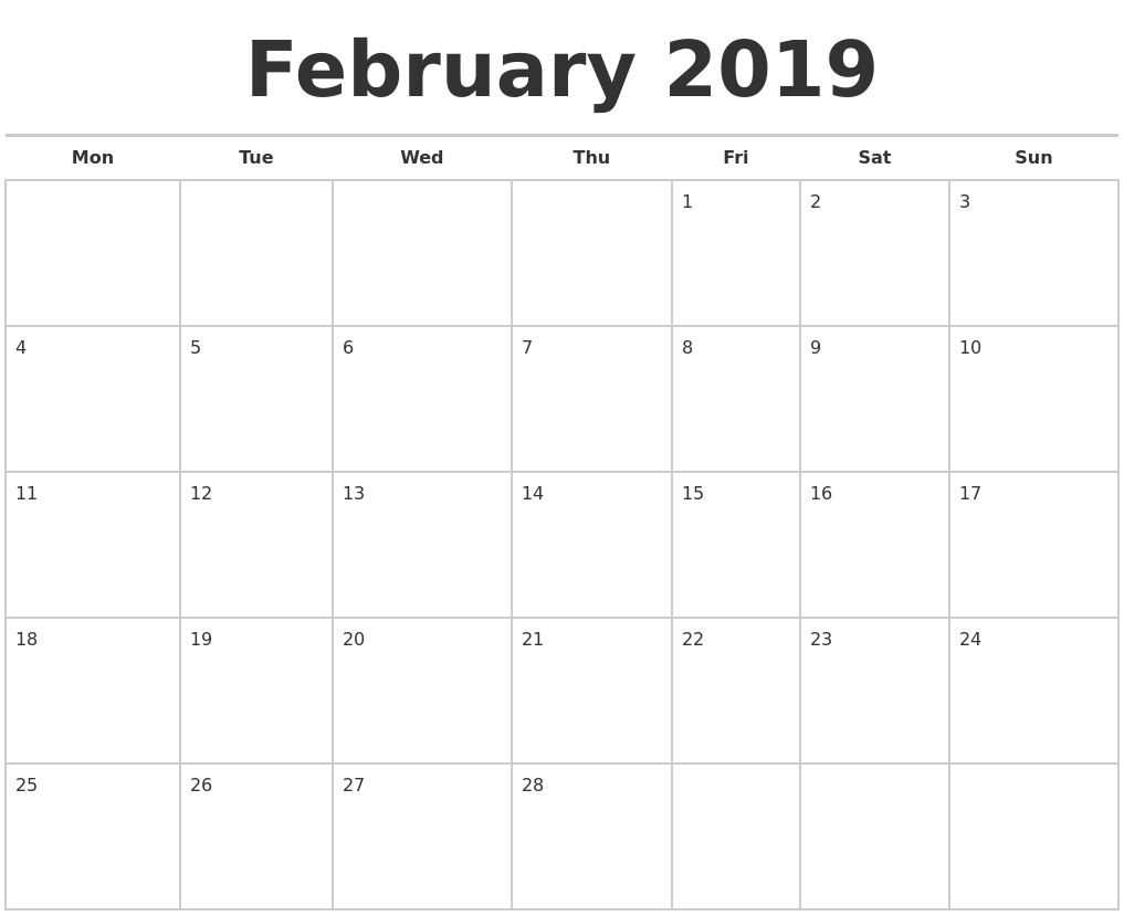 february 2019 calendar free illustrator download