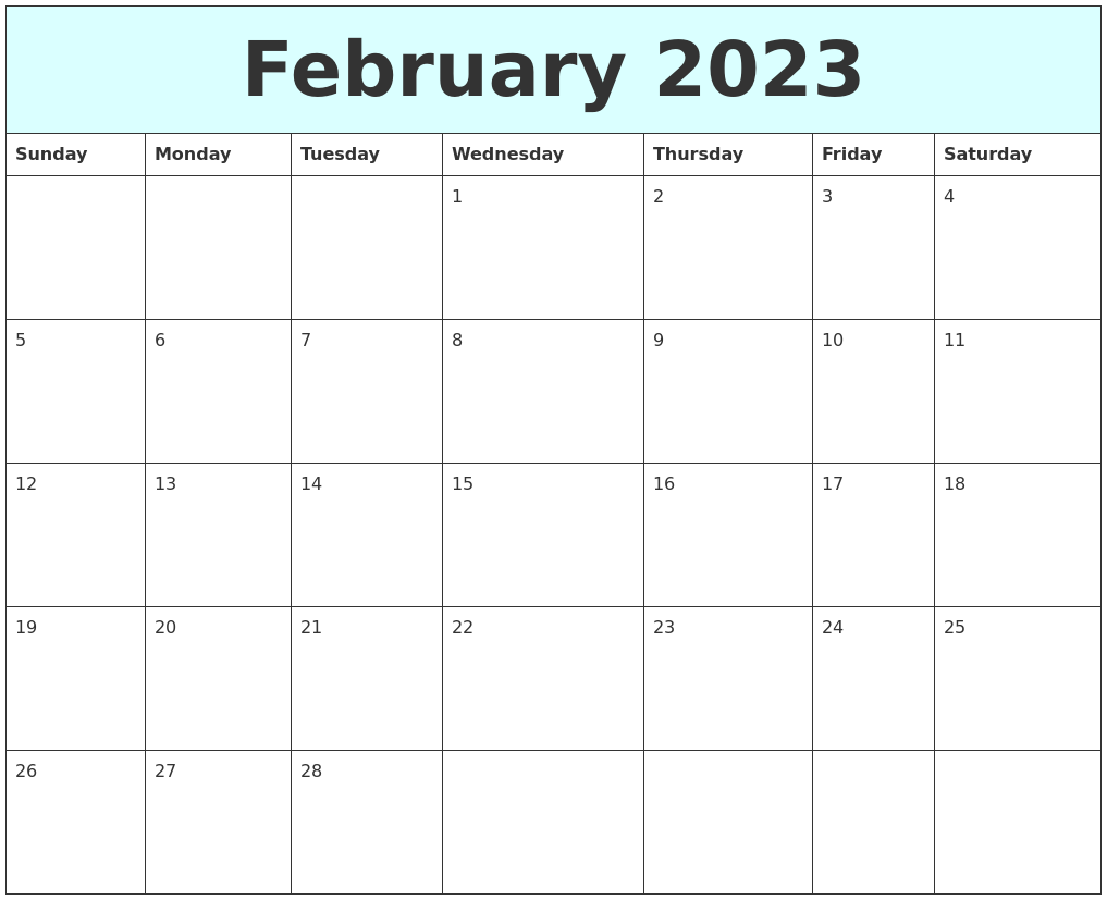 February 2023 Free Calendar