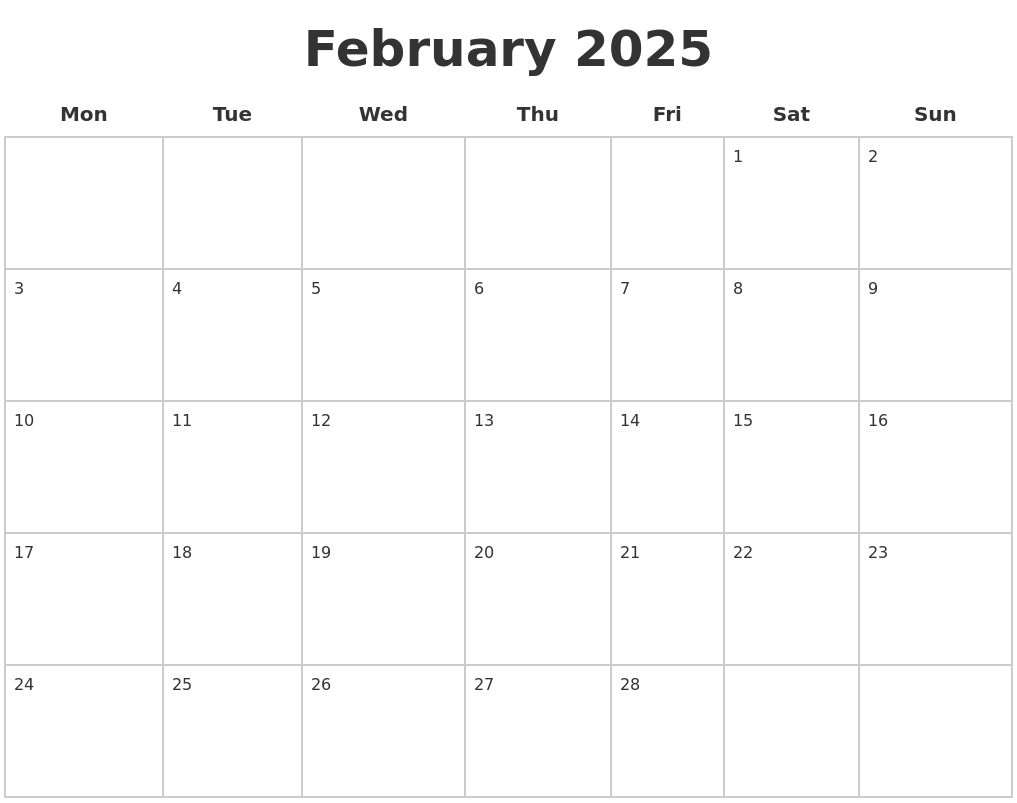 February 2025 Calendar Page Printable Free Pdf Ian Ball