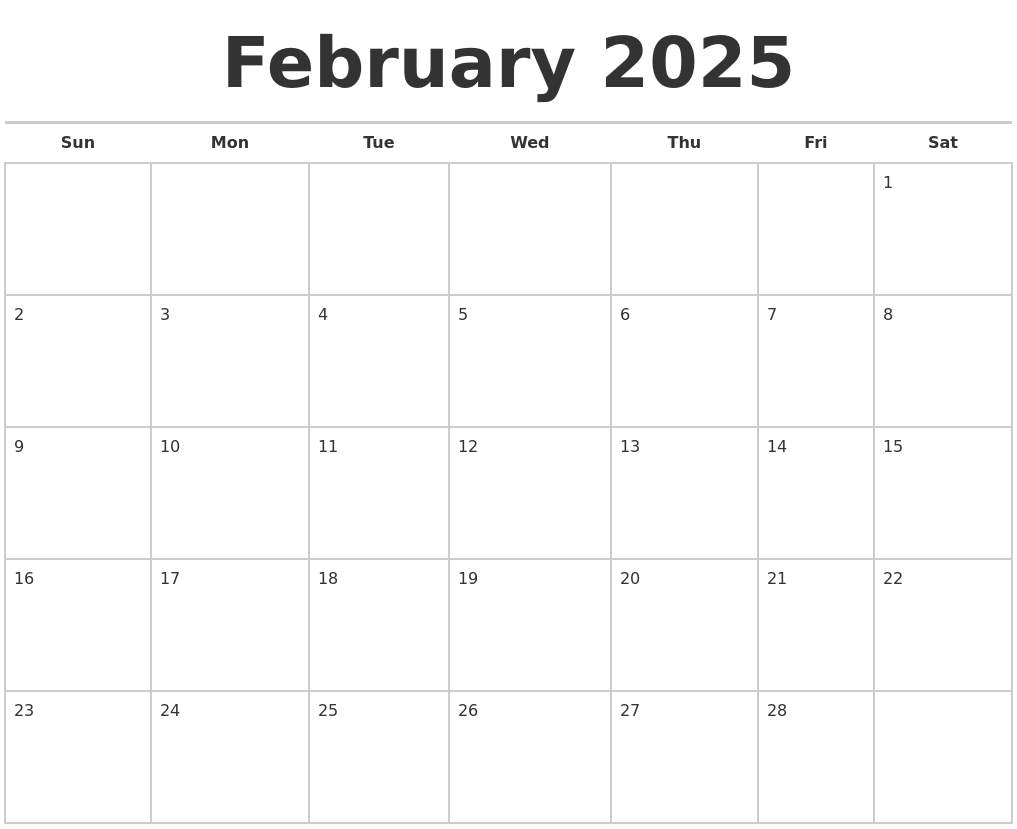 July 2025 Calendar Maker