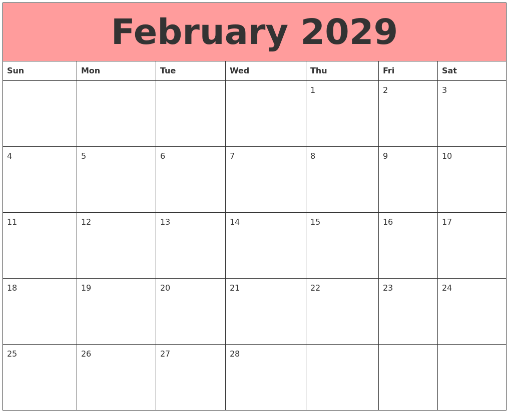 February 2029 Calendars That Work