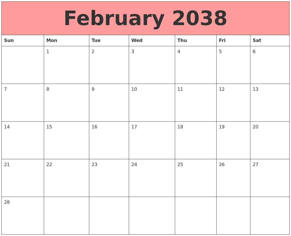 February 2038 Calendars That Work