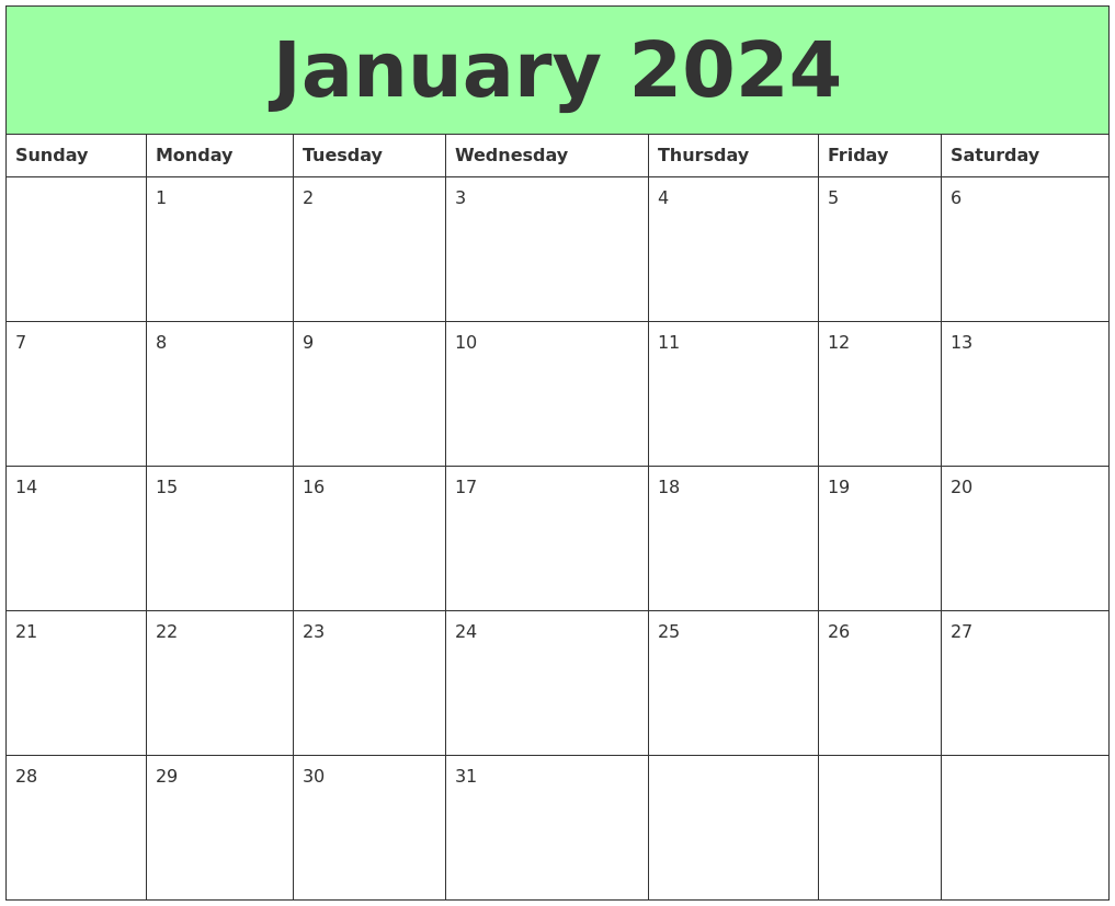 January 2024 Printable Calendars