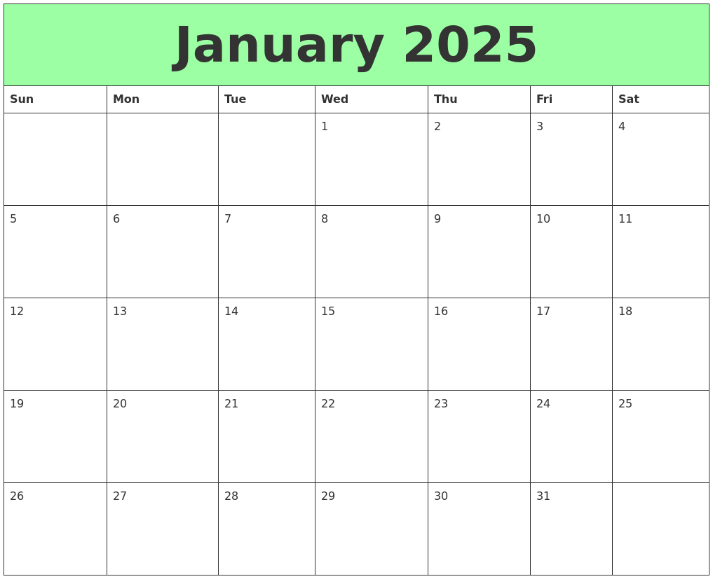 January 2025 Printable Calendars