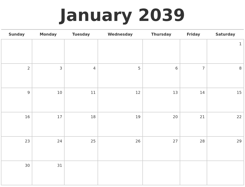 january-2039-blank-monthly-calendar
