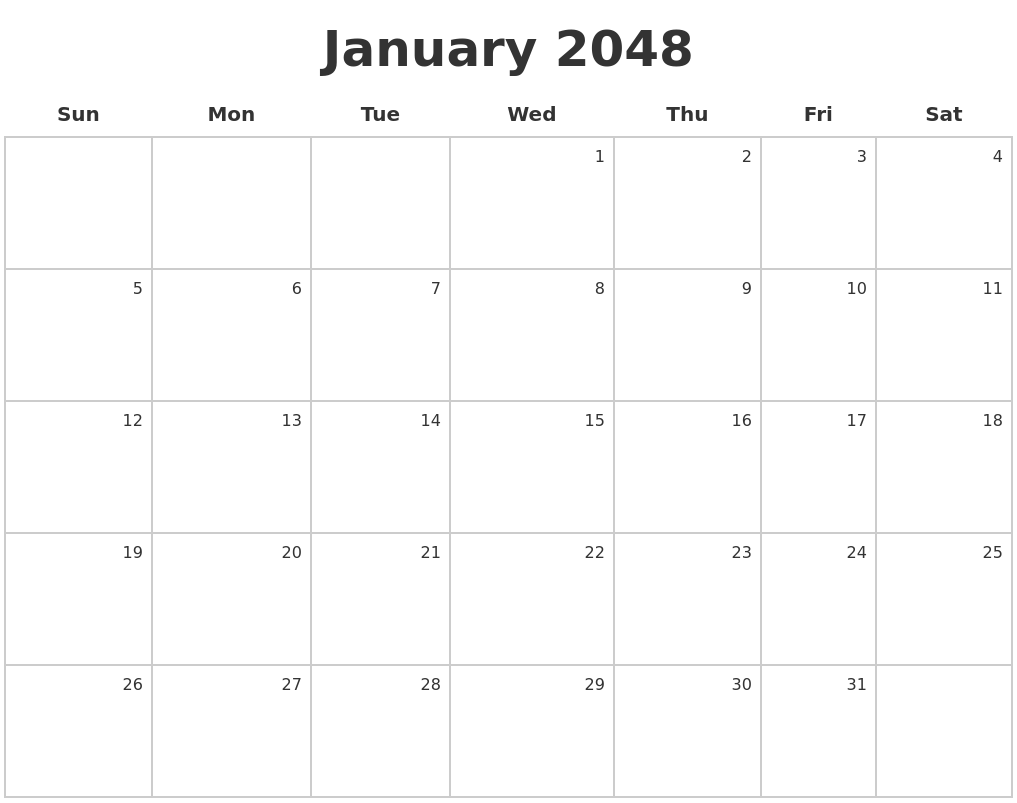 January 2048 Make A Calendar