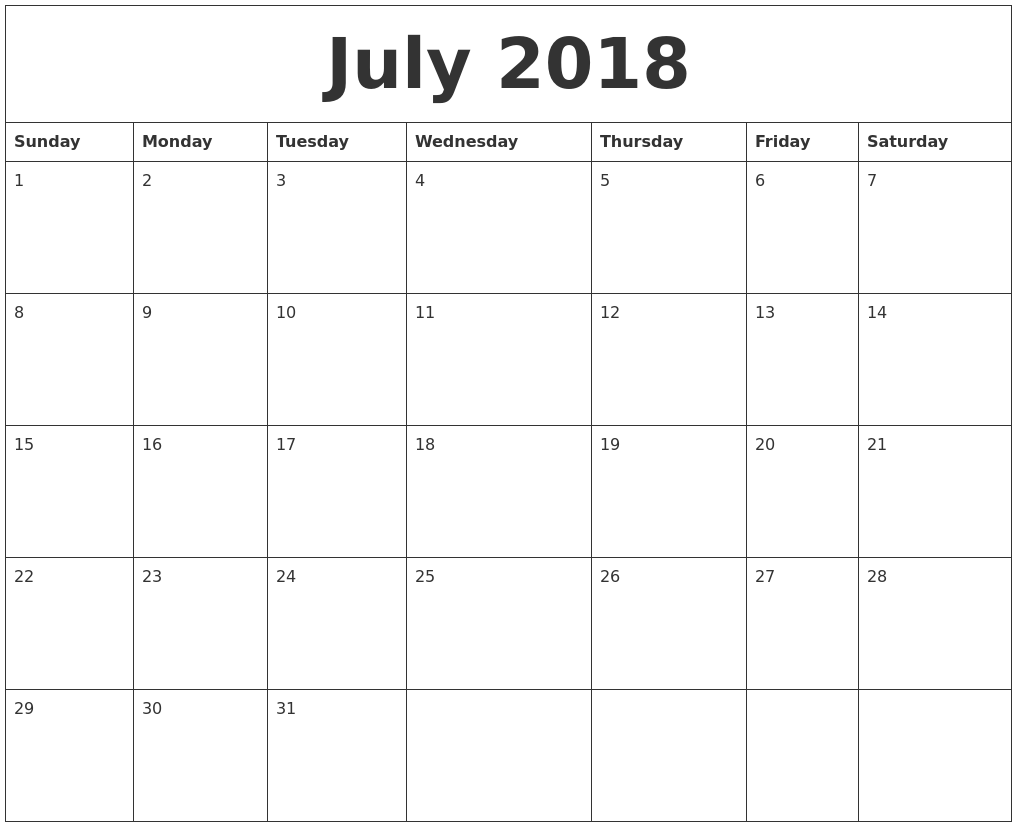 starfall calendar july 2018