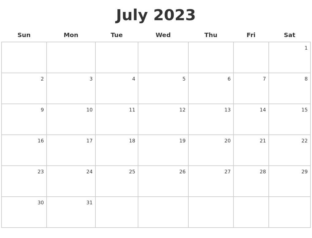 June 2023 Calendar Maker