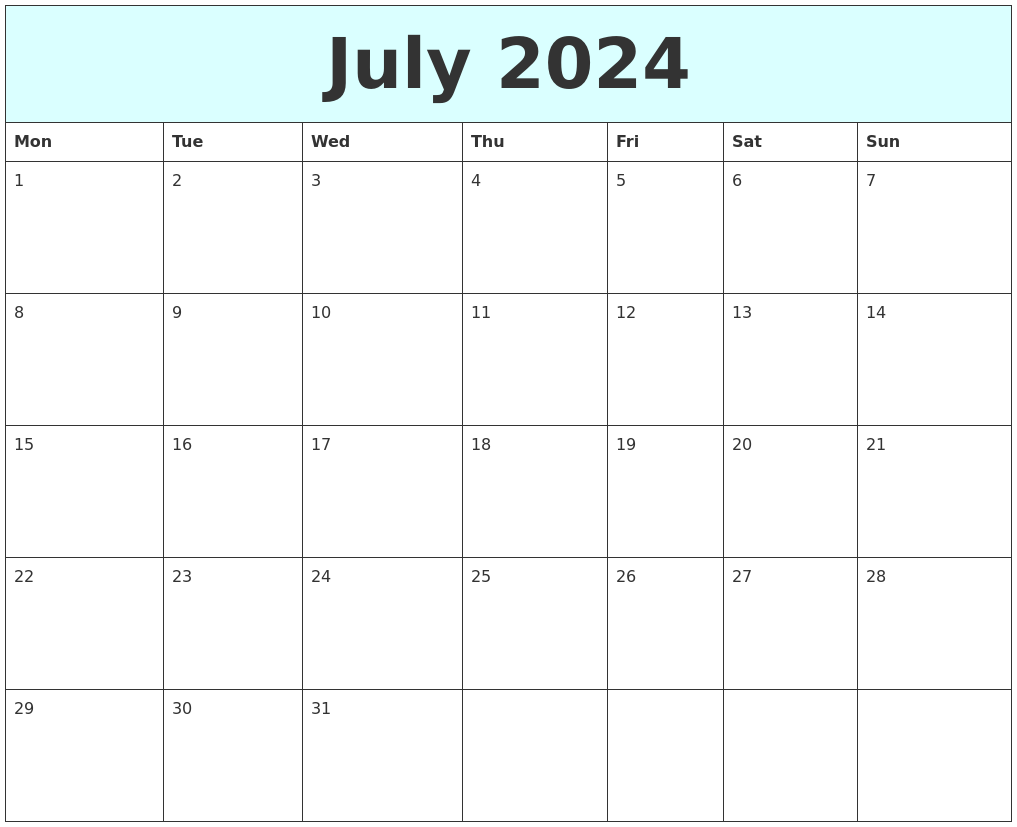 Calendar July 2024 Calendar Printable Pdf Milka Suzanna