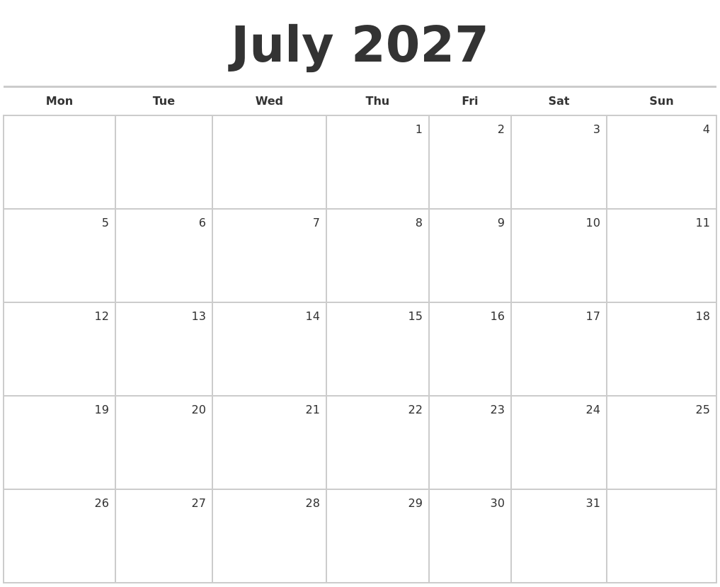 July 2023 Blank Monthly Calendar PELAJARAN