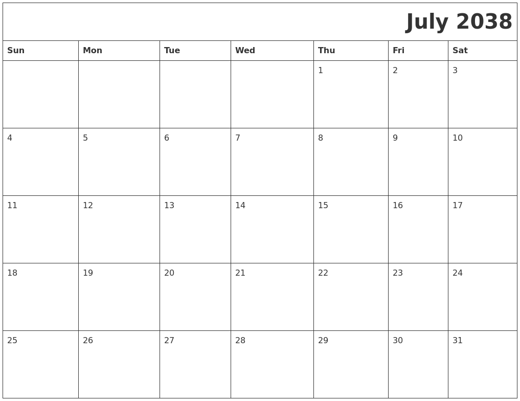July 2038 Download Calendar