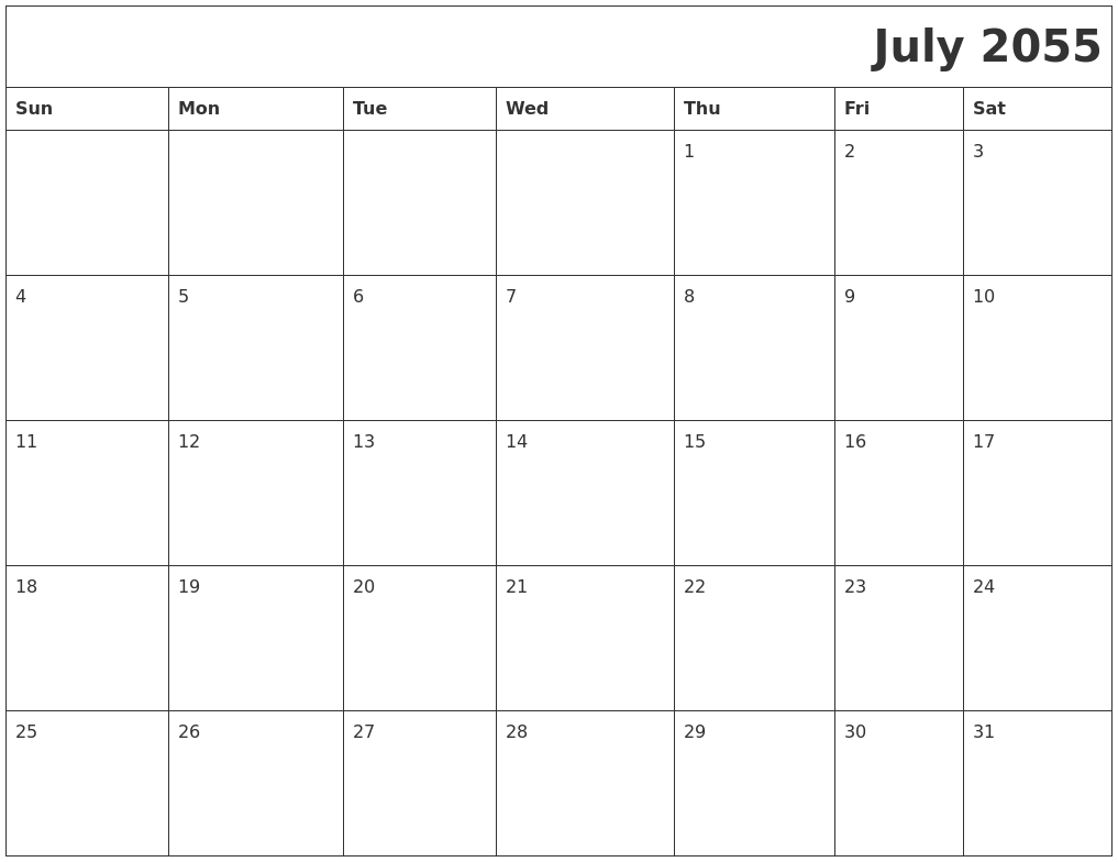 July 2055 Download Calendar