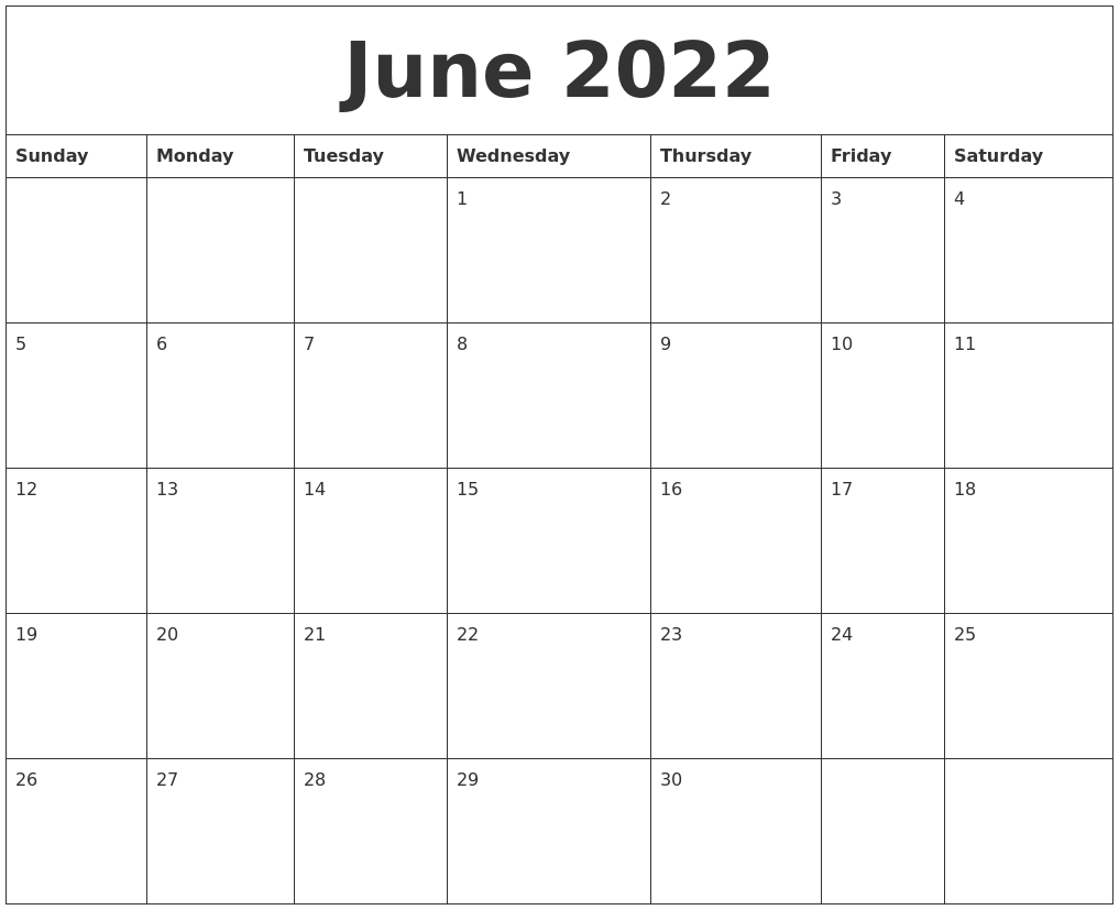 June 2022 Birthday Calendar Template