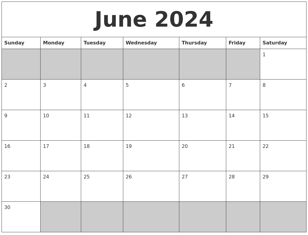 Calendar June 2024 Free Printable - Calendar 2024 All Holidays