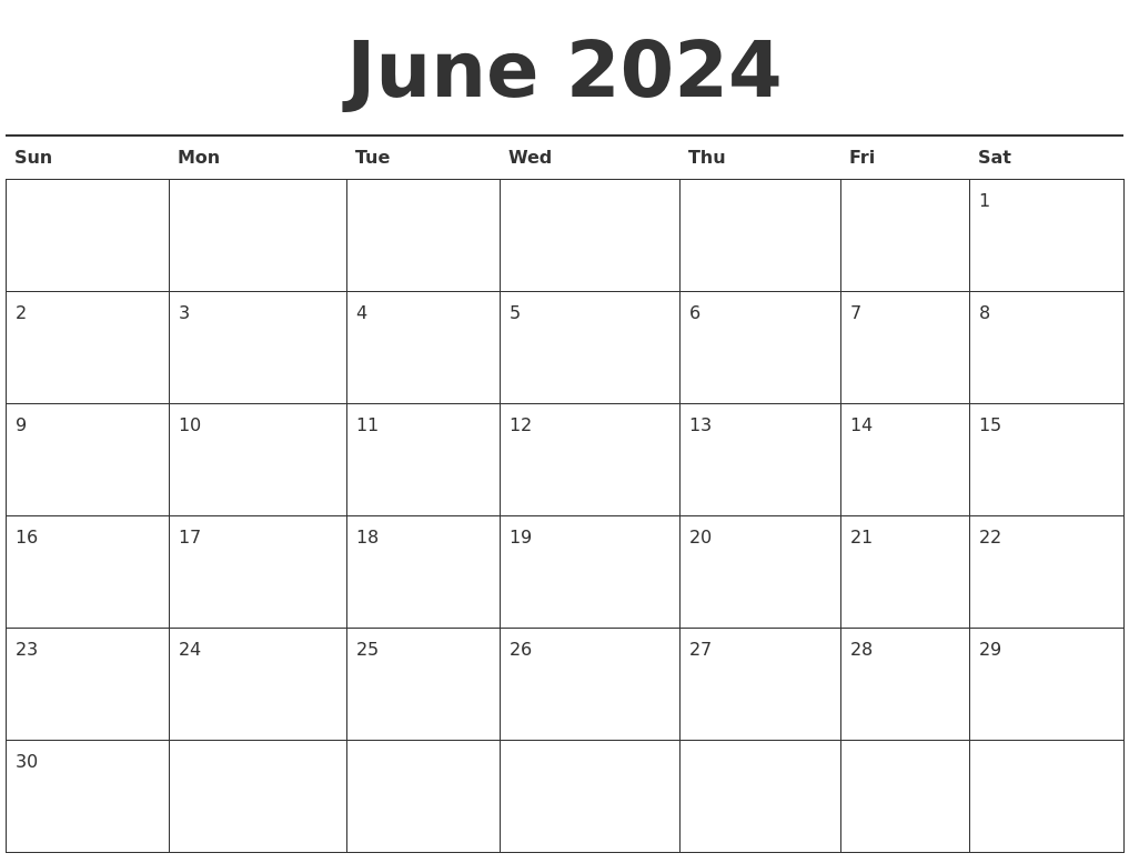 June 2024 Calendar Printable