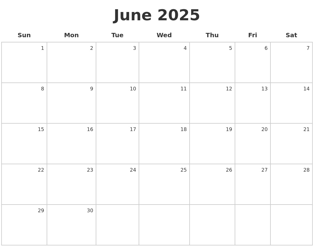 July 2025 Printable Blank Calendar