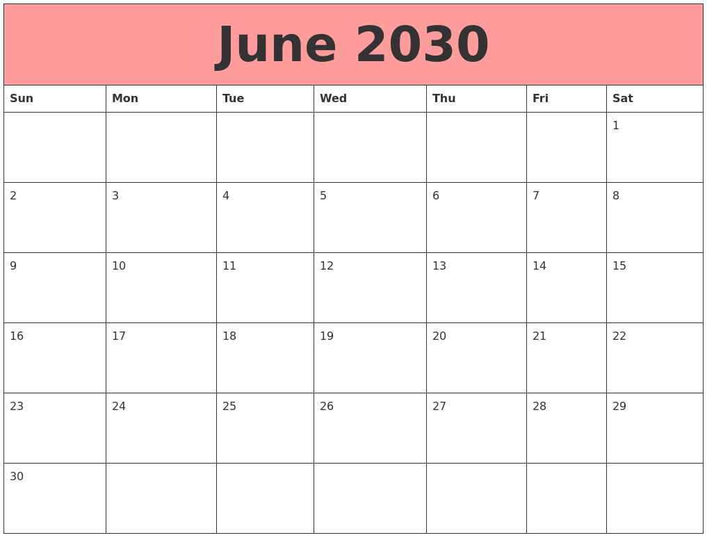 June 2030 Calendars That Work