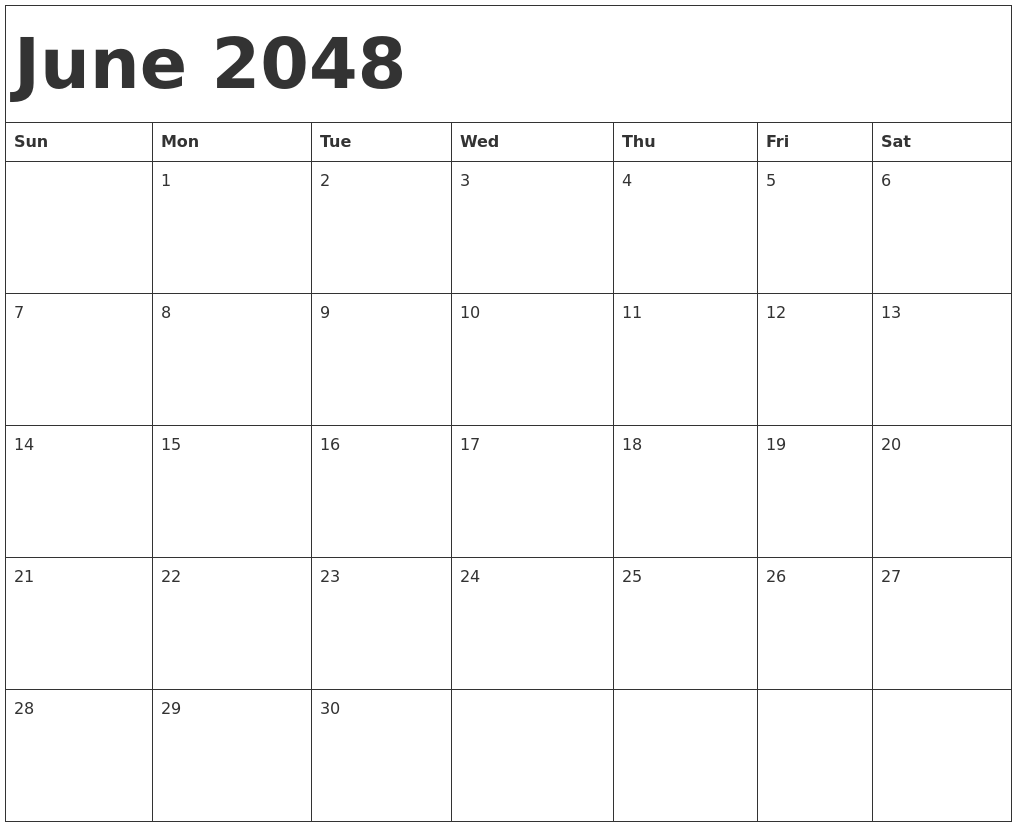 June 2048 Calendar Template