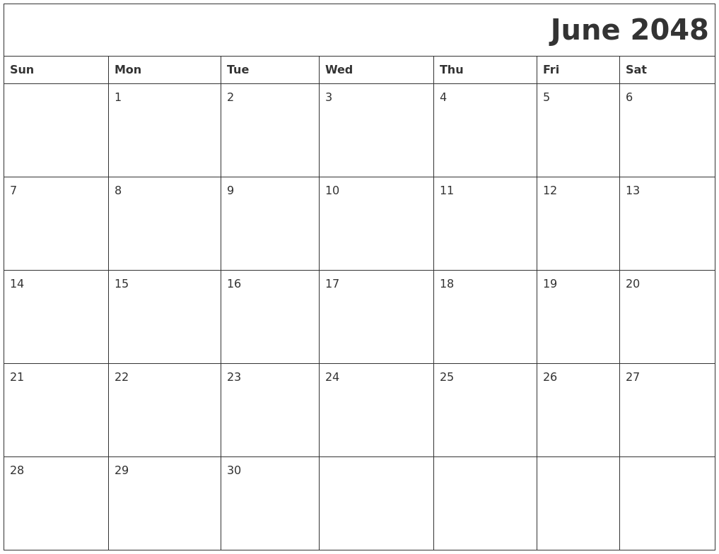 June 2048 Printable Calender