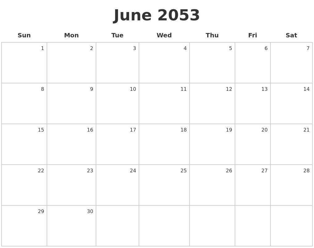 June 2053 Make A Calendar
