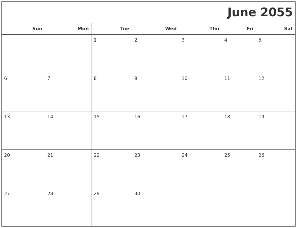 June 2055 Calendars To Print