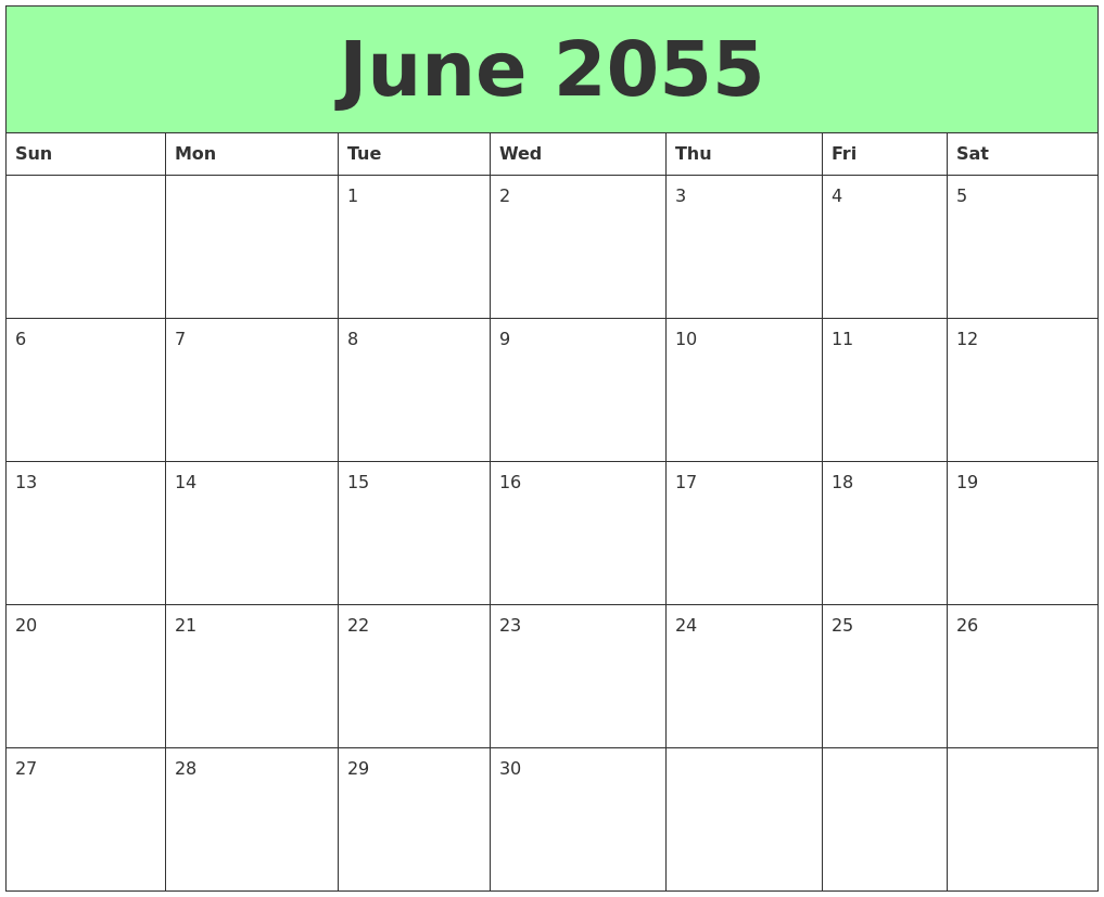 June 2055 Printable Calendars