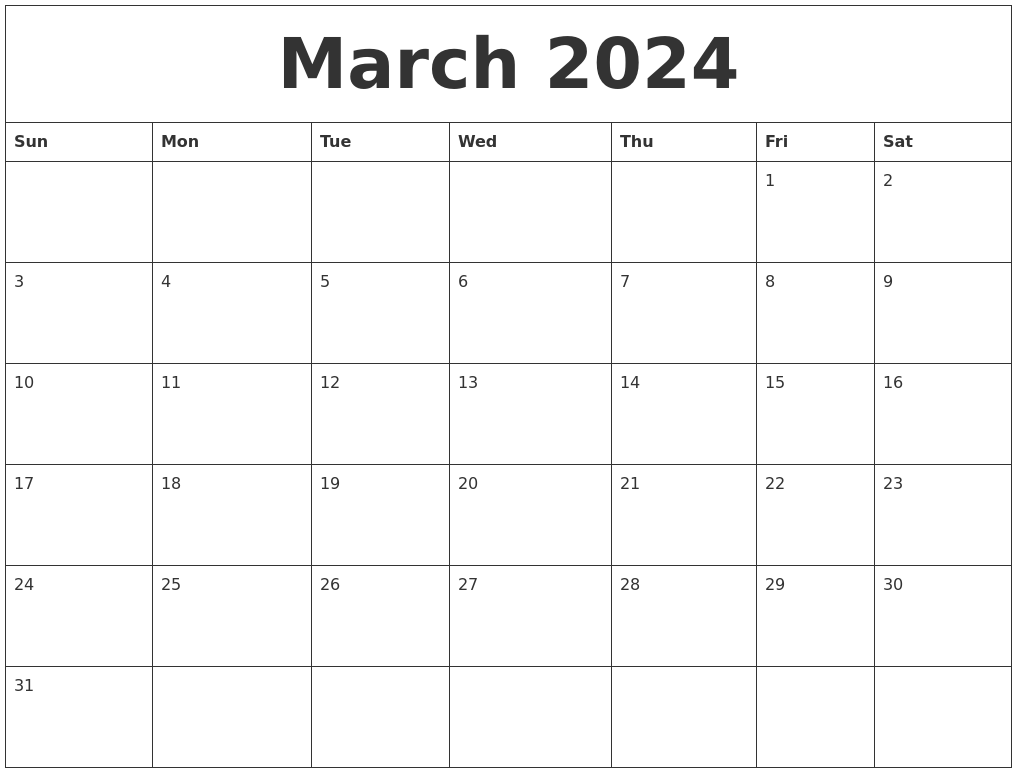 March 2024 Birthday Calendar Template