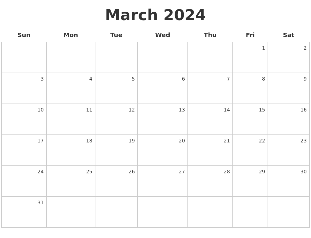 March 2024 Make A Calendar