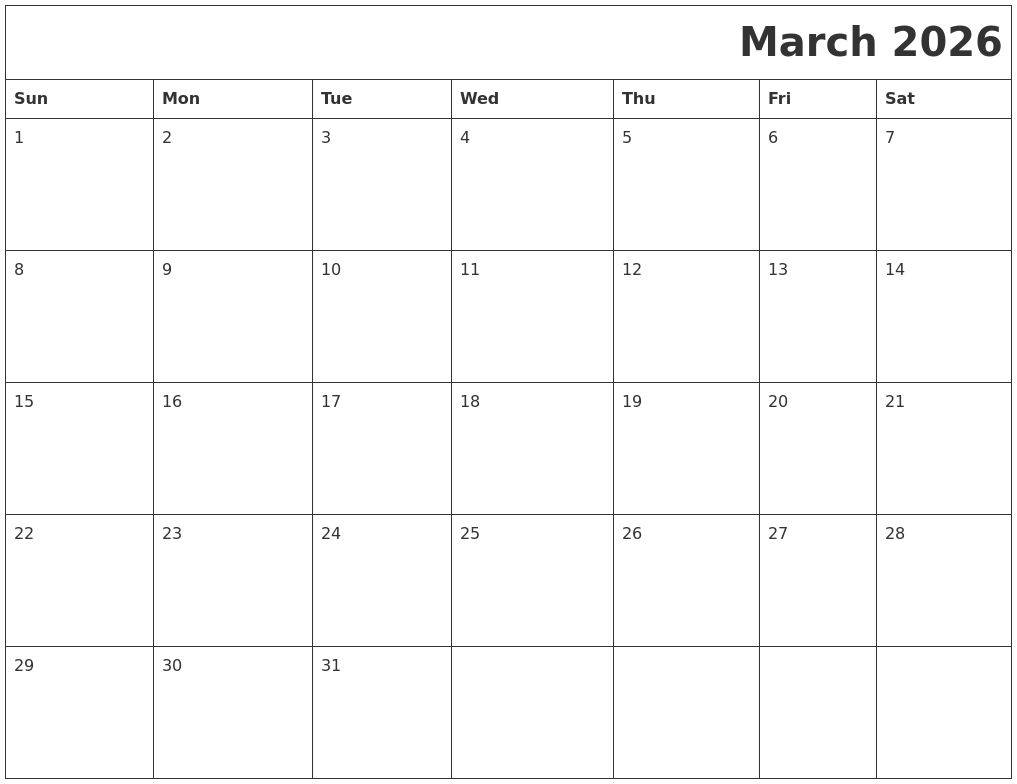 March 2026 Download Calendar