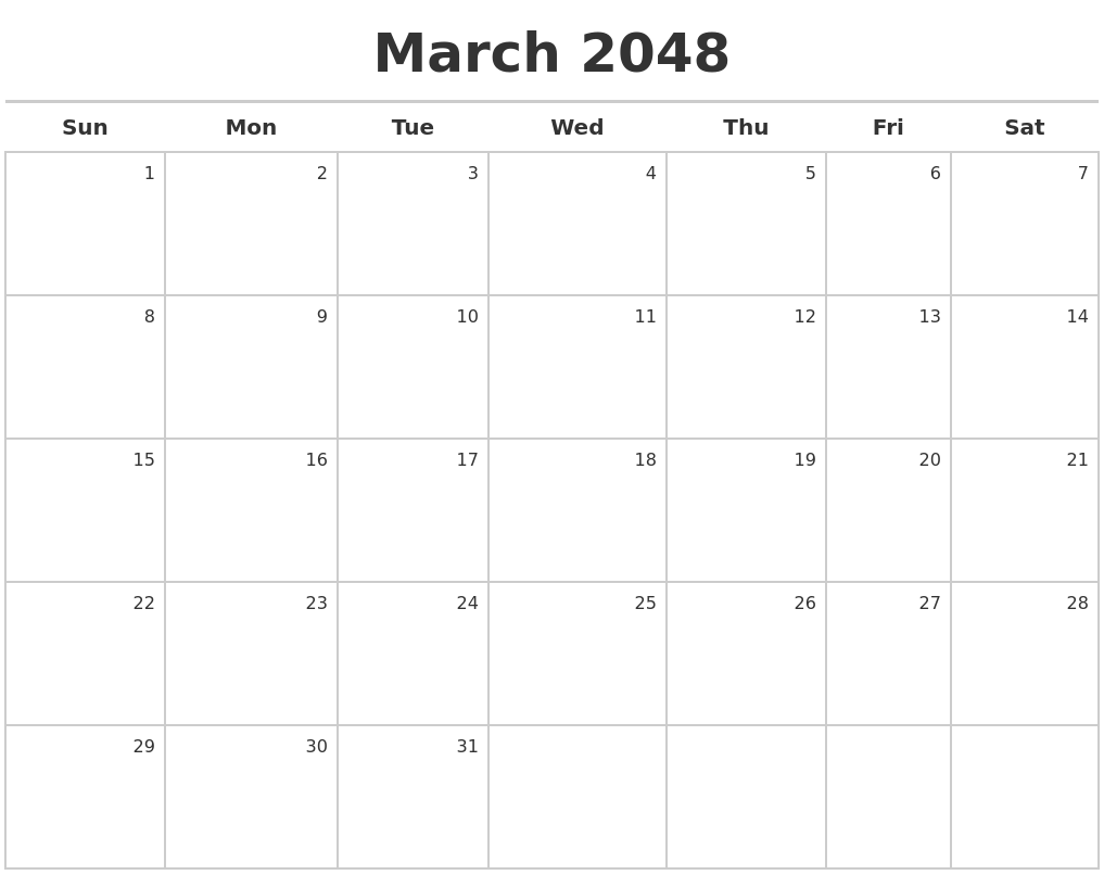 March 2048 Calendar Maker