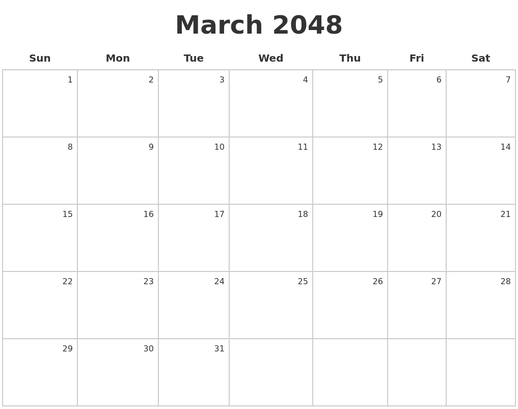 March 2048 Make A Calendar