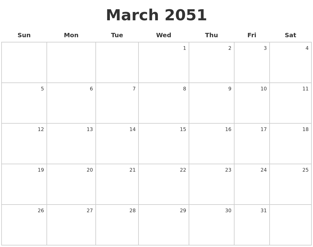 March 2051 Make A Calendar