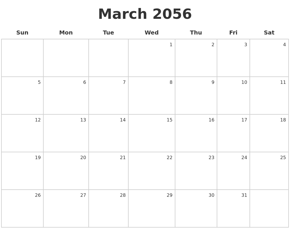 March 2056 Make A Calendar