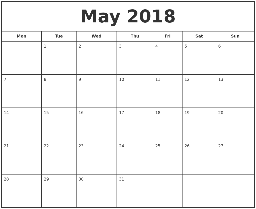 free printable daily schedule for may 2018