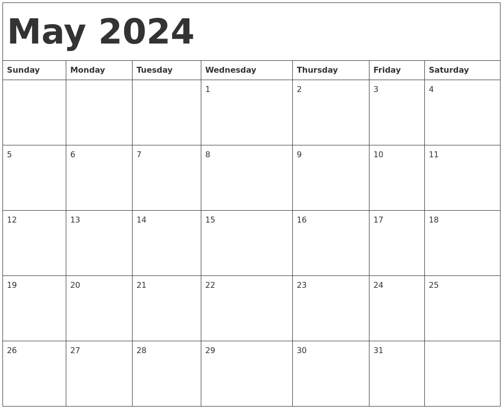 June 2024 May Calendar Template Free Lyssa Rosalyn